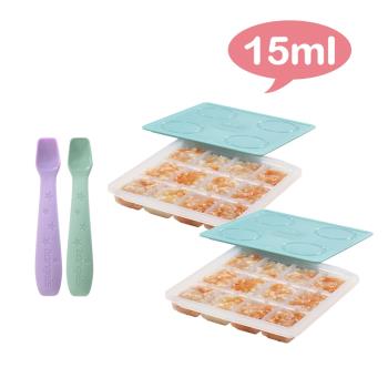 2angels 矽膠副食品製冰盒(兩組)+餵食湯匙