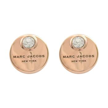 MARC JACOBS 品牌圓飾LOGO水鑽鑲嵌耳環.玫瑰金