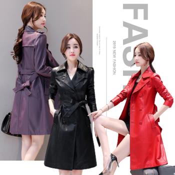 【A3】時尚新款韓版寬鬆加厚修身中長款皮外套-預購
