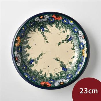 波蘭陶 紫花蔓藤系列 圓形深餐盤 23cm 波蘭手工製