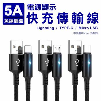 5A電源顯示快充數據線(Lightning / TYPE-C / Micro USB任選)