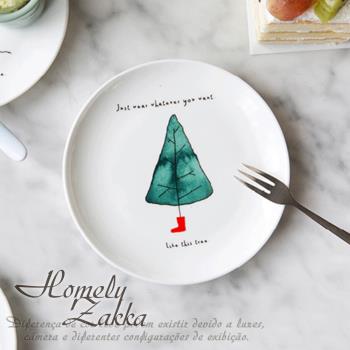 Homely Zakka 北歐創意ins風植物陶瓷8吋餐盤/點心盤/牛排盤_3款任選