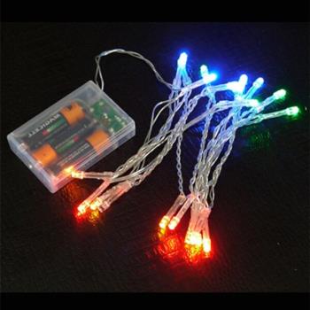 摩達客 聖誕燈 LED燈串20燈電池燈 (四彩光/透明線) (高亮度又環保)