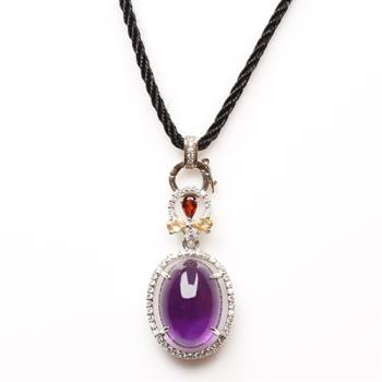 【寶石方塊】天然紫水晶項鍊-925銀飾-青雲直上