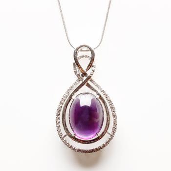 【寶石方塊】天然紫水晶項鍊-925銀飾-蕙質蘭心
