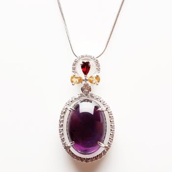 【寶石方塊】天然紫水晶項鍊-925銀飾-詠雪之才