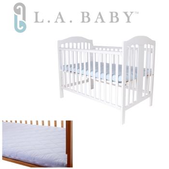 【美國 L.A. Baby】里維爾嬰兒大床-白色(附贈床側板及椰棕床墊)