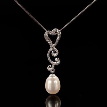 【寶石方塊】天然珍珠項鍊-925銀飾-繁花似錦