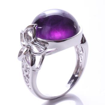 【寶石方塊】天然紫水晶戒指-925純銀飾-紫色迷情