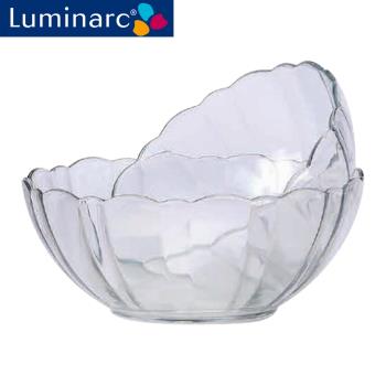 樂美雅Luminarc強化玻璃蓮花造型沙拉碗20cm-二入組