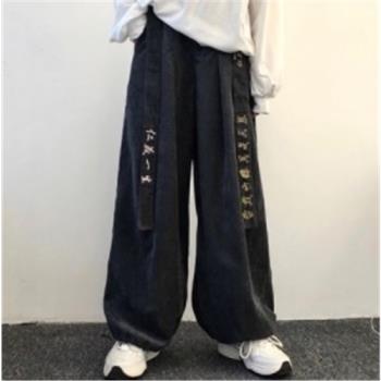 百搭燈芯絨束腳高腰闊腿休閒褲