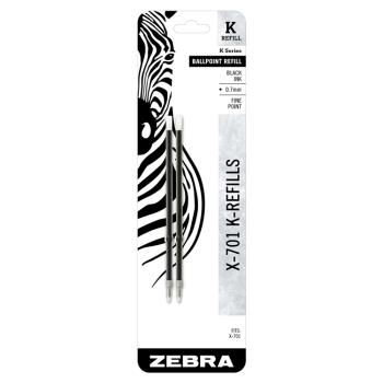 美版ZEBRA斑馬X-701筆芯2入組K REFILL(黑色油性,0.7 mm筆芯)原子筆蕊