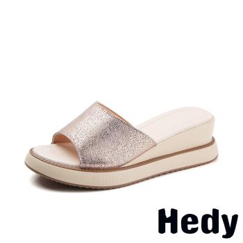 【Hedy】璀璨金絲氣質坡跟厚底時尚拖鞋 金