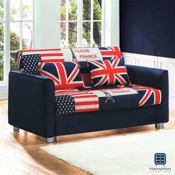 【Hampton 漢汀堡】奧爾登國旗風布面雙人沙發床