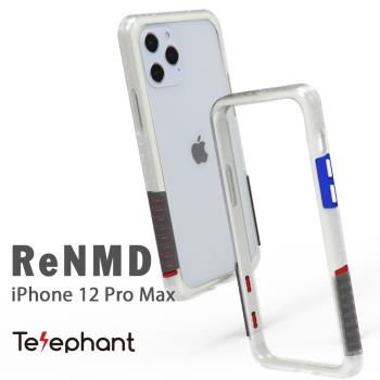 Telephant太樂芬 iPhone 12 Pro Max ReNMD抗汙防摔含背蓋手機殼-透白黑紅堆疊款