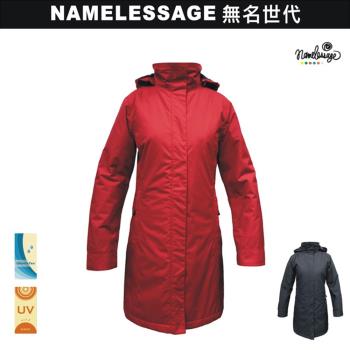 日本namelessage無名世代女款時尚防水鋪棉長版外套(紅/黑)_192W102
