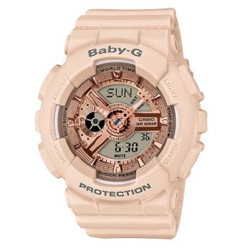 【CASIO 卡西歐】BABY G 氣質雙顯女錶 橡膠錶帶 防水100米(BA-110CP-4A)