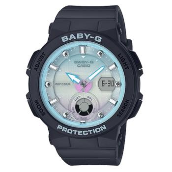 【CASIO 卡西歐】CASIO BABY-G 海洋風情雙顯女錶 樹脂錶帶 淡水藍 防水100米(BGA-250-1A2)