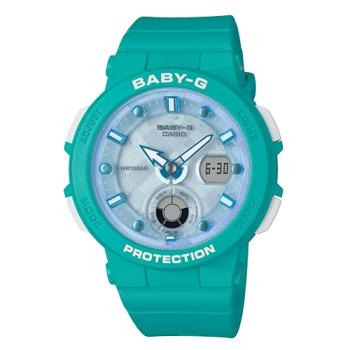 【CASIO 卡西歐】BABY-G 海洋風情雙顯女錶 樹脂錶帶 蒂芬妮綠 防水100米 世界時間(BGA-250-2A)