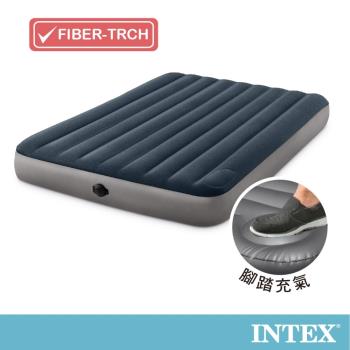 INTEX 經典海軍藍(電池式幫浦+腳踏幫浦)-雙人加大充氣床-寬152cm (64783)