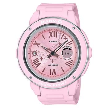 【CASIO 卡西歐】BABY-G 雙顯 女錶 橡膠錶帶 粉色 防水100米 世界時間(BGA-150ST-4A)