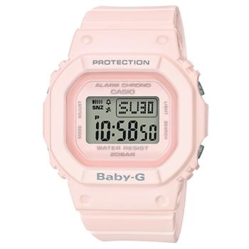 【CASIO 卡西歐】BABY-G 數字電子女錶 橡膠錶帶 粉 防水200米(BGD-560-4D)