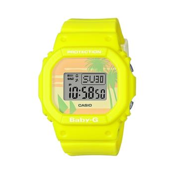 【CASIO 卡西歐】BABY-G 海灘風情電子錶 橡膠錶帶 螢光黃 防水200米(BGD-560BC-9)