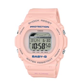 【CASIO 卡西歐】BABY-G 復古衝浪電子女錶 樹脂錶帶 紅鶴粉 潮汐圖 防水200米(BLX-570-4)