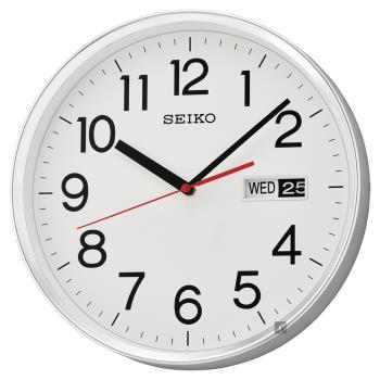 SEIKO 精工 都市時尚星期日期掛鐘-白/30.3cm QXF104S