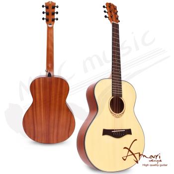 Amari 36吋雲杉木面板旅行吉他(mini) 原木色 贈超值配件組