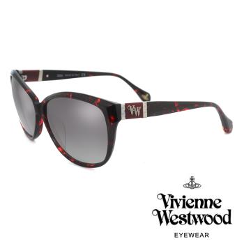 【Vivienne Westwood】英國龐克鉚釘個性鑽系列太陽眼鏡(VW858S04-琥珀紅)