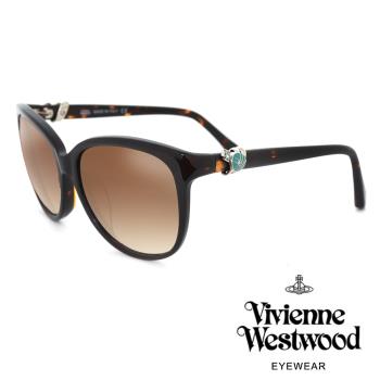 【Vivienne Westwood】英國個性百搭款側邊星球太陽眼鏡(VW855S03-琥珀)