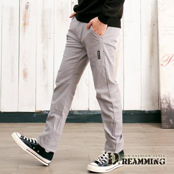 【Dreamming】日系布標伸縮小直筒休閒長褲(共二色)