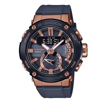 【CASIO 卡西歐】G-SHOCK 紳士藍牙雙顯錶 樹脂錶帶 太陽能 碳纖維 防水200米(GST-B200G-2A)