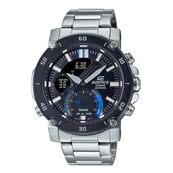 【CASIO 卡西歐】EDIFICE 藍牙智慧錶款 雙顯 男錶 不鏽鋼錶帶 黑色 防水100米(ECB-20DB-1A)