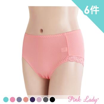 Pink Lady 甜蜜花樣  吸濕快乾透氣涼爽布 中高腰內褲3810(6件組)