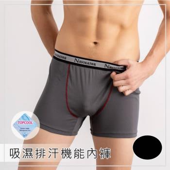 金奈米吉特 台灣製機能吸濕排汗平口褲(運動雙線)(黑色)