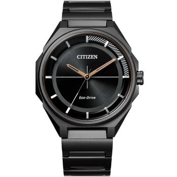 CITIZEN星辰GENTS設計新款光動能不鏽鋼黑面鋼帶錶41mm(BJ6538-87E)
