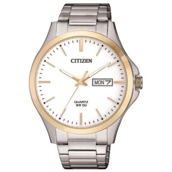 【CITIZEN 星辰】石英指針男錶 不鏽鋼錶帶 白面 日常生活防水 強化玻璃鏡面(BF2006-86A)