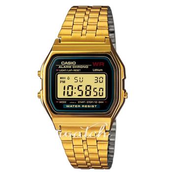 【CASIO 卡西歐】普普風格經典復古款 中性錶 黑金(A159WGEA-1DF)