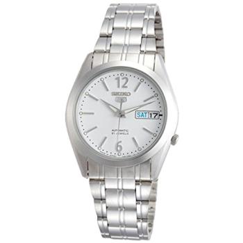 SEIKO 精工 日製五號機械男錶 不鏽鋼錶帶 白 防水星期 日期顯示 SNKE93J1