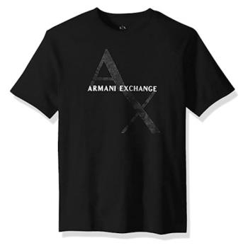 A/X 2021男阿瑪尼精緻AX標誌黑色圓領短袖ㄒ恤