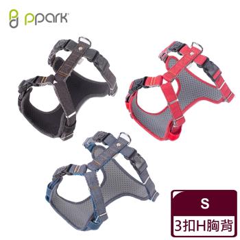 ppark 寵物工園 AirFit-3扣H胸背帶-S 黑/紅/深牛