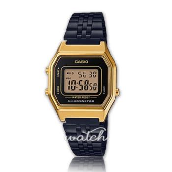【CASIO 卡西歐】日系-黑金復古風電子錶(LA680WEGB-1A)