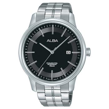 【ALBA】送禮首選 石英男錶 不鏽鋼錶帶 黑 防水50米 日期顯示(AS9D17X1)