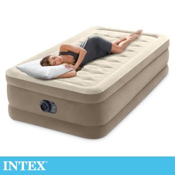 INTEX 超厚絨豪華單人加大內建電動幫浦充氣床-寬99cm(64425ED)