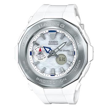 【CASIO卡西歐】BABY-G 帥氣海灘風 雙顯女錶 橡膠錶帶 白X銀 防水200米(BGA-225-7A)
