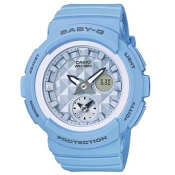 【CASIO卡西歐】BABY-G 春天粉嫩氣息 雙顯女錶 橡膠錶帶 天空藍 防水100米(BGA-190BE-2A)