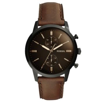 【FOSSIL】都會計時男錶 深棕色錶面 防水50米(FS5437)