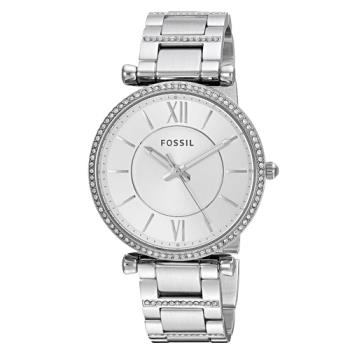 【FOSSIL】晶鑽羅馬指針女錶 不鏽鋼錶帶 銀色錶面 生活防水(ES4341)